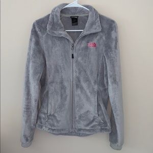 Light Gray Fleece/ Furry North Face Jacket